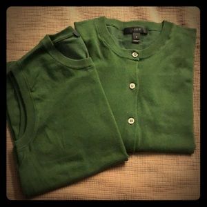 J. Crew cotton cardigan and matching shell